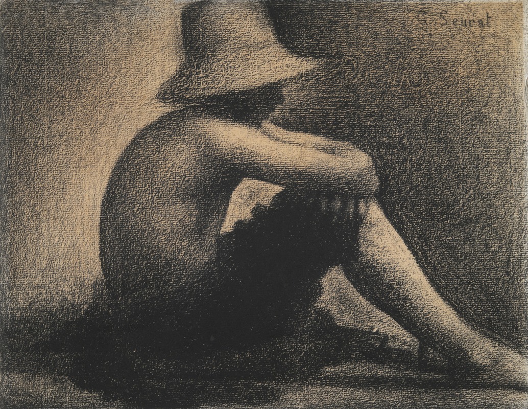 Seated Boy with Straw Hat, study for Bathers at Asnières — Georges Seurat