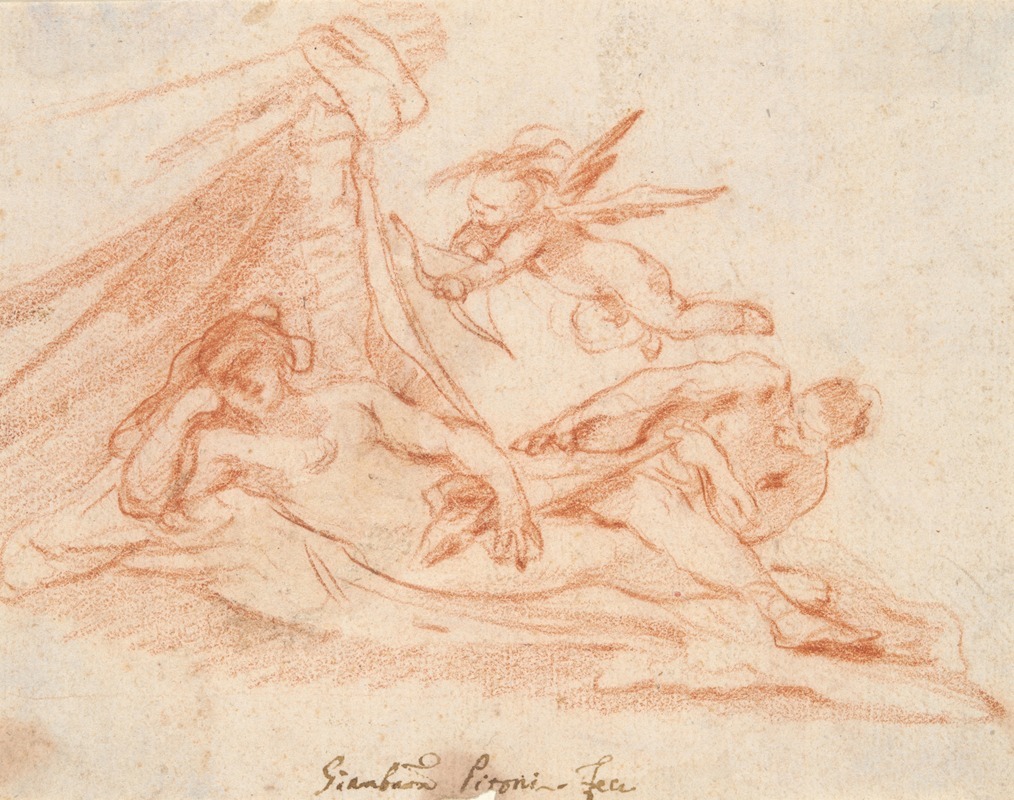Nymph and Satyr by Giovanni Battista Pittoni the Younger — digital art print download