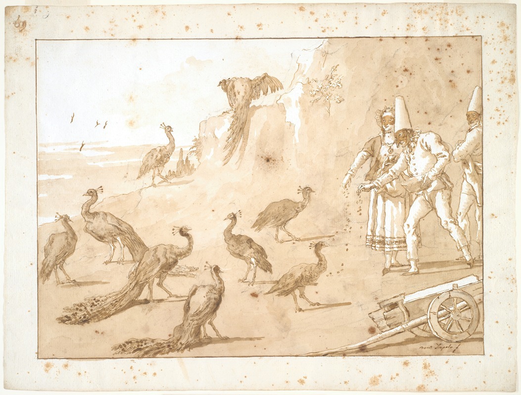 Punchinello Feeding the Peacocks by Джованни Доменико Тьеполо — digital art print download