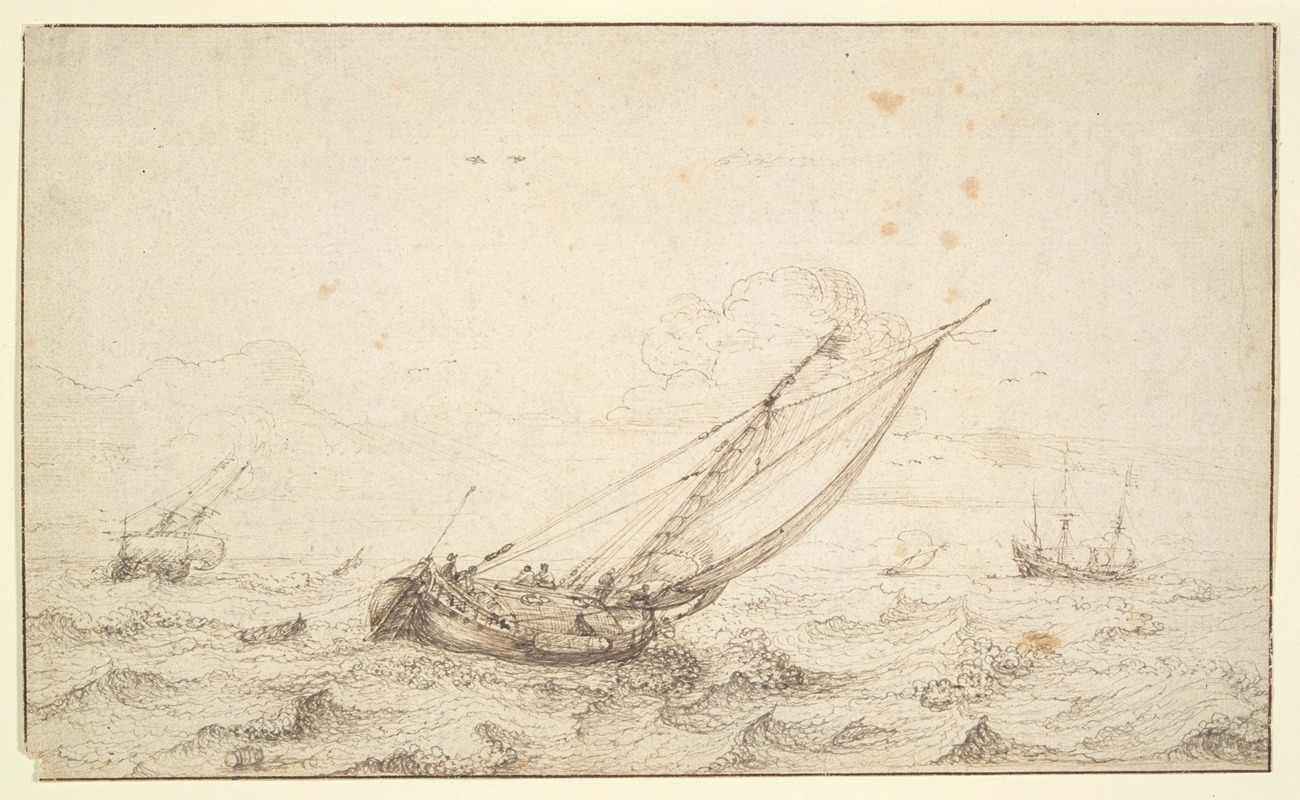 Sailing Boats in a Storm by Хендрик Корнелис Врум — digital art print download