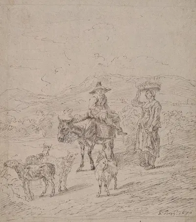 Farmers going to market by Matthys van den Bergh, 1676 — digital art print download