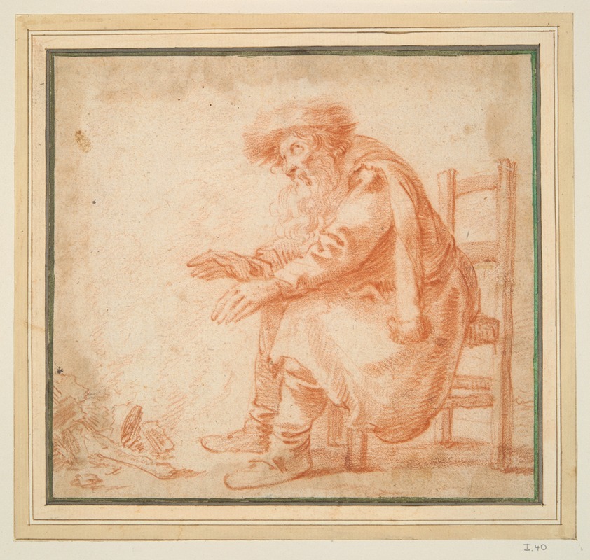 Old Man Warming his Hands at a Fire by Питер Янсз. Кваст — digital art print download
