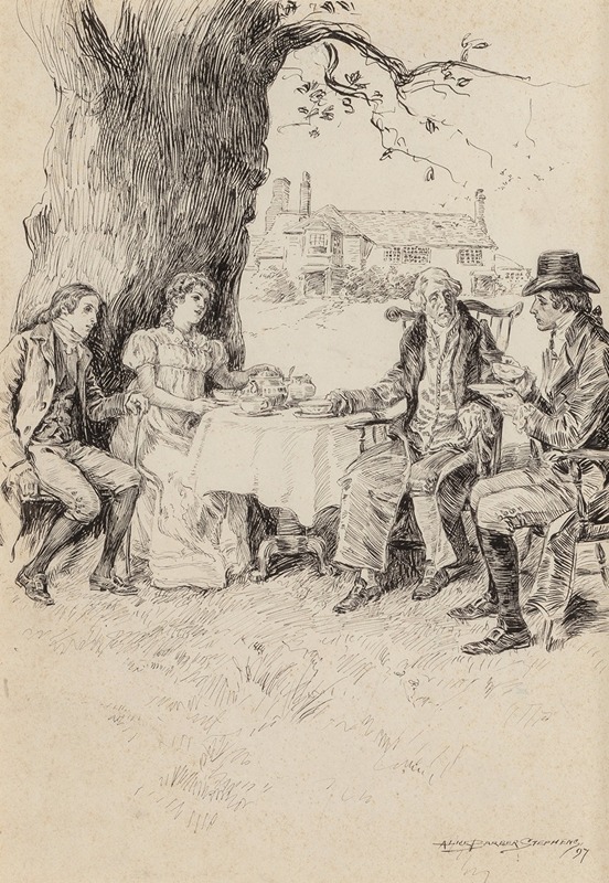 Tea in the Garden by Элис Барбер Стивенс, 1897 — digital art print download