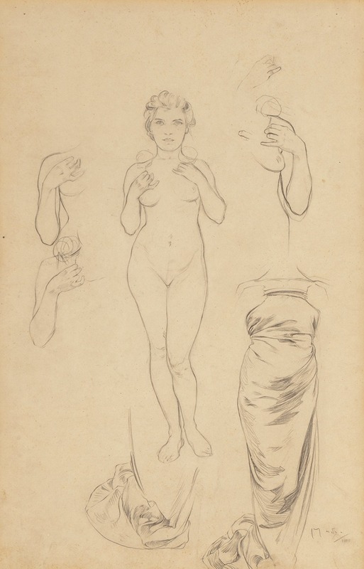 Preliminary design for 'The Rose' by Альфонс Муха, 1899 — digital art print download