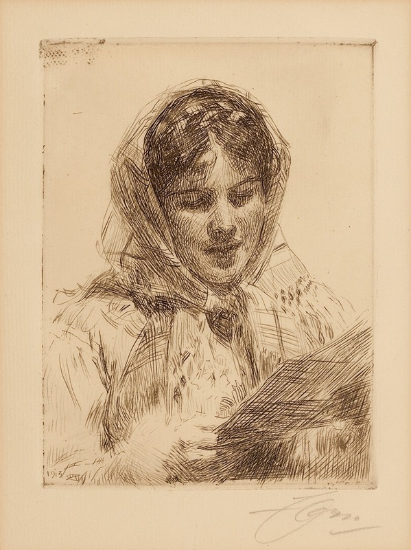 The Letter by Anders Zorn, 1913 — digital art print download