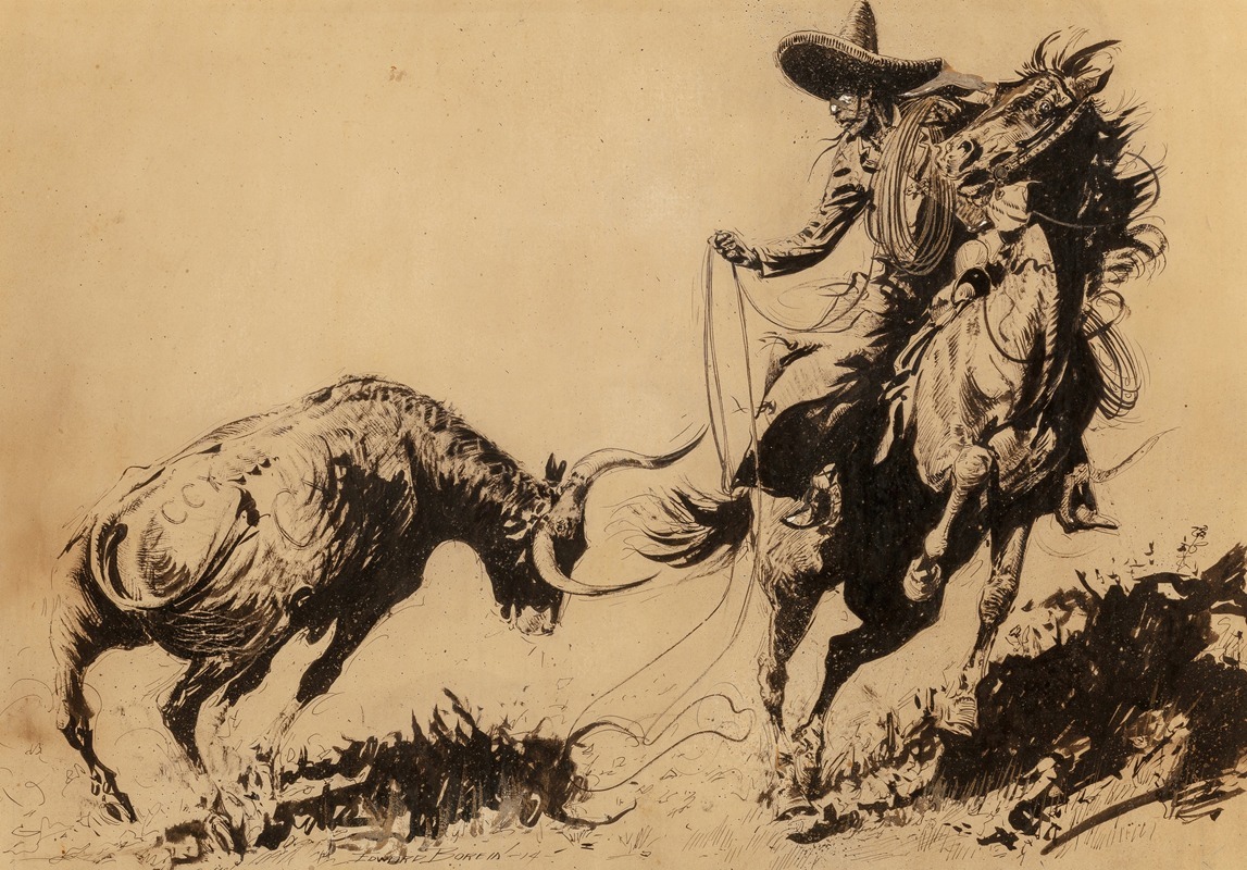 Mexican Steer on the Prod by Эдвард Борейн, 1914 — digital art print download