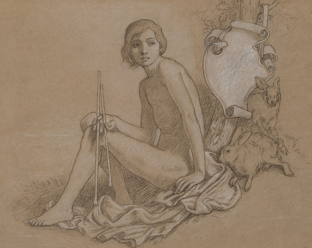 Allegorical Figure with Double Aulos by Элиху Веддер — digital art print download