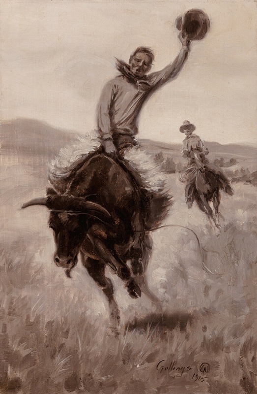Riding a Bull by Эллинг Уильям Голлингс, 1915 — digital art print download