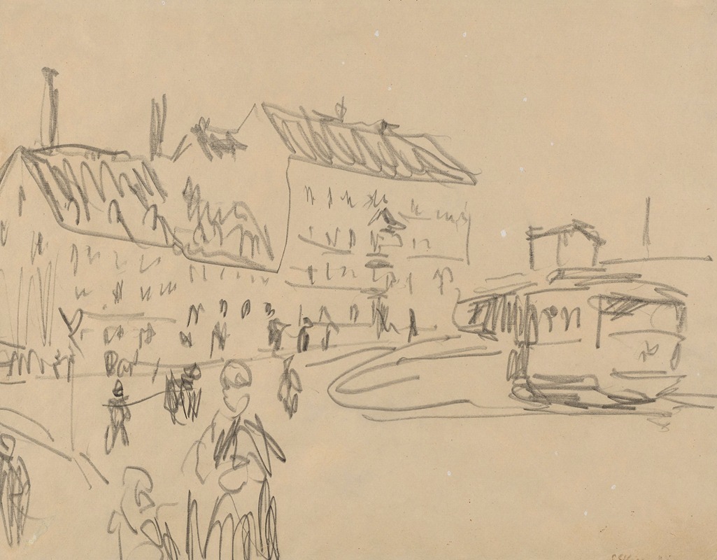 Strassenbahn in Dresden by Ernst Ludwig Kirchner, 1909 — digital art print download