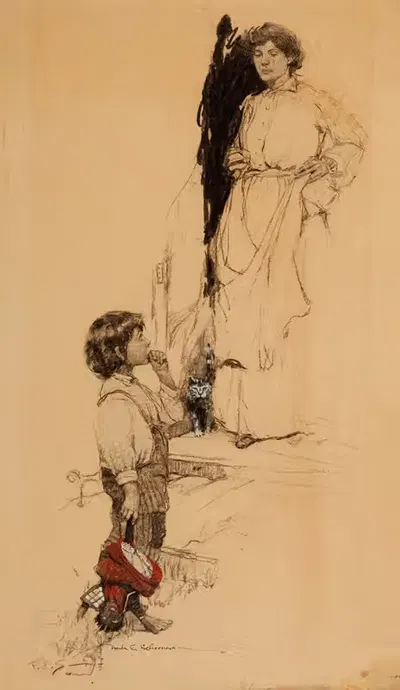 I is Toddie, By Paths of Flame story illustration by Frank Earle Schoonover, 1905 — digital art print download