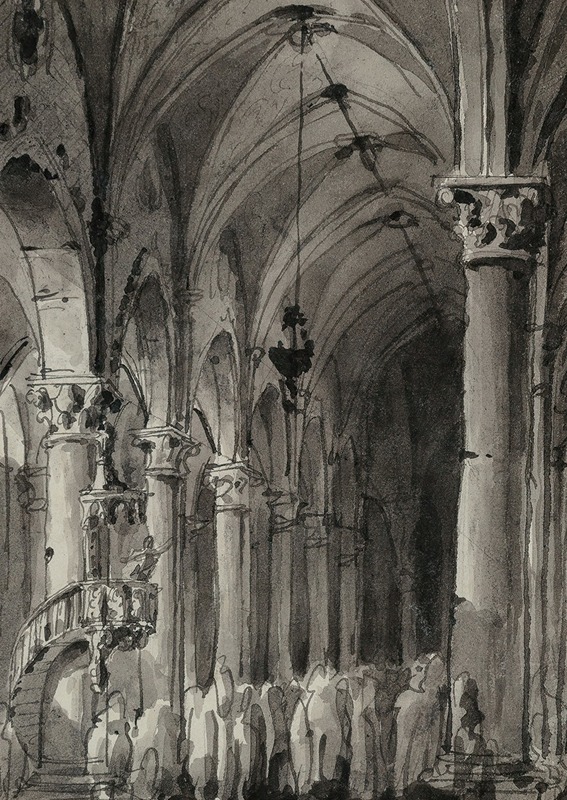 Sermon in a Gothic church by Джованни Мильяра — digital art print download