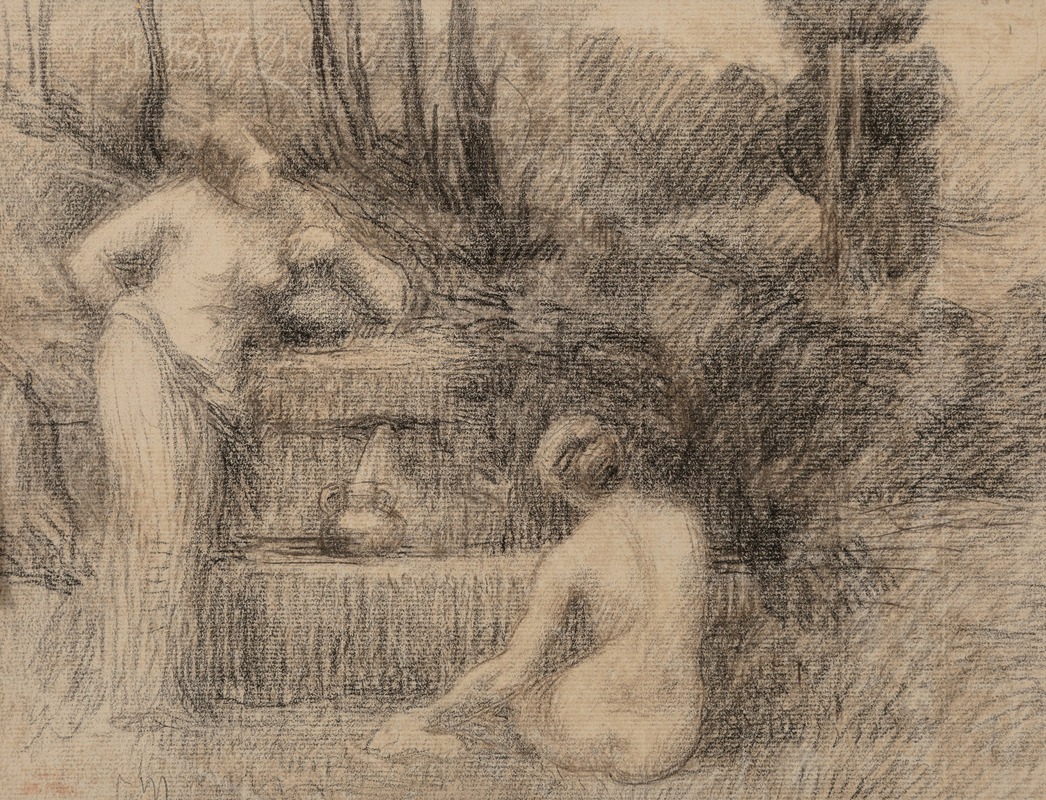 Baigneuses à la fontaine by Ипполит Петижан — digital art print download