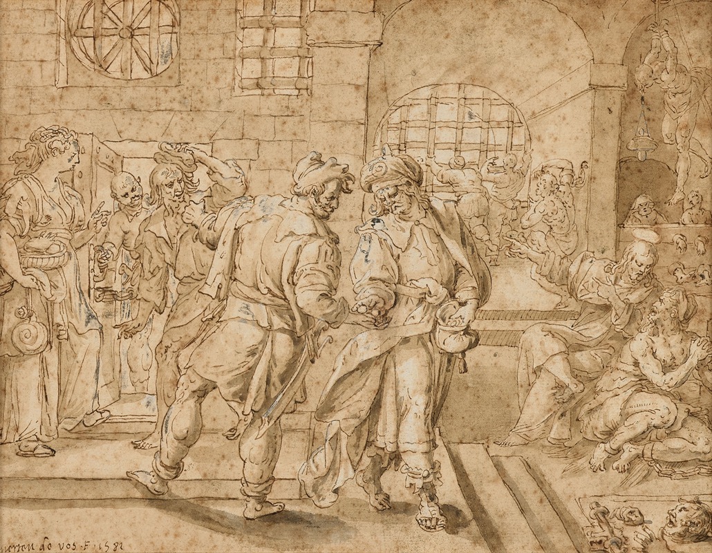 Le Christ délivrant les prisonniers by Мартен де Вос, 1582 — digital art print download