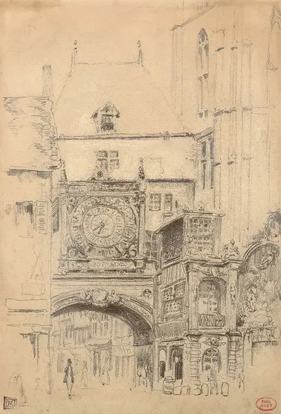 Le Gros Horloge et la fontaine d'Aréthuse à Rouen by Поль Юэ — digital art print download