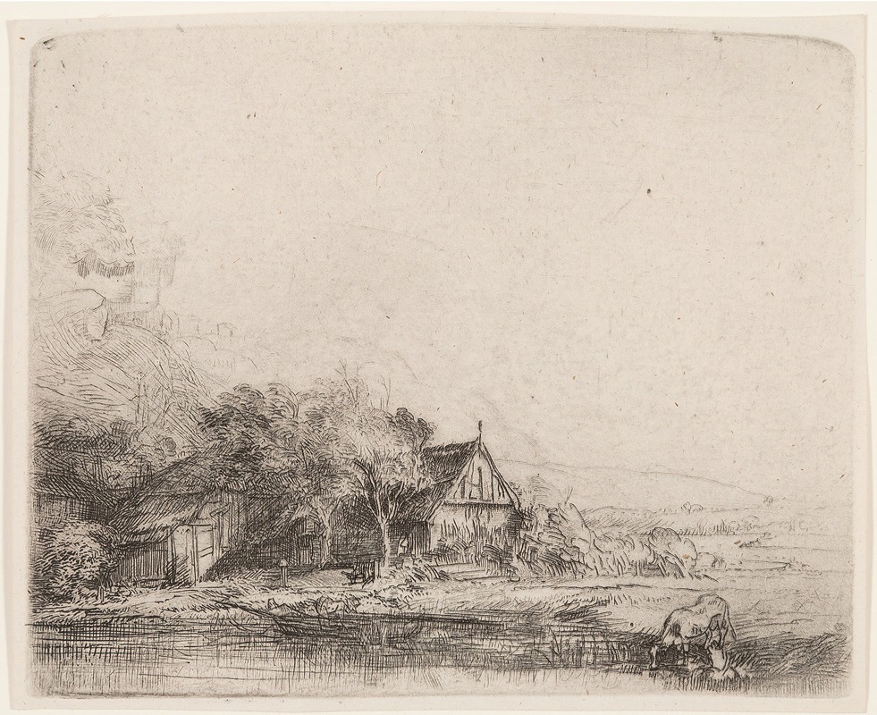 Landscape with cow by Rembrandt van Rijn — digital art print download