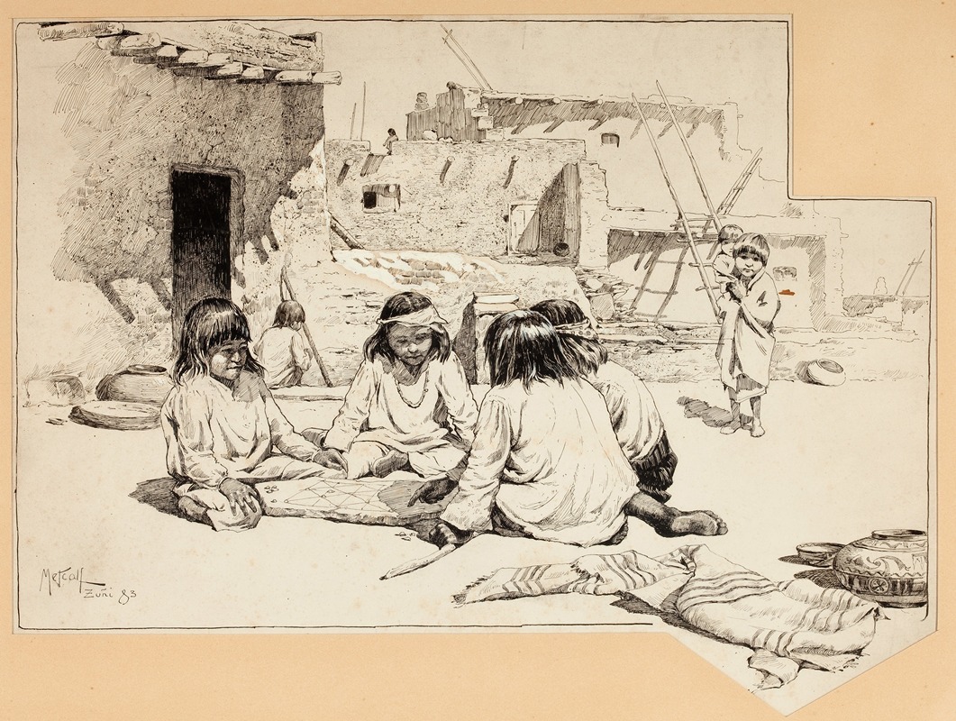 Zuni Children at Play by Уиллард Лерой Меткалф, 1883 — digital art print download