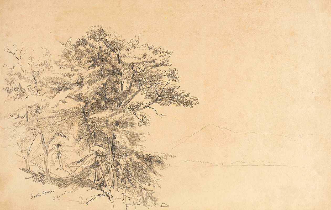Landscape at Lake George by Аарон Дрейпер Шаттак, 1858 — digital art print download
