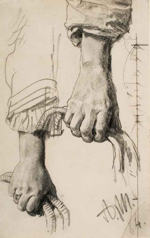 Two Studies of a Right Hand by Адольф фон Менцель, 1884 — digital art print download