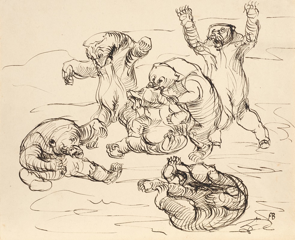 Raufende Bären by Франц Барвиг Старший, 1909 — digital art print download
