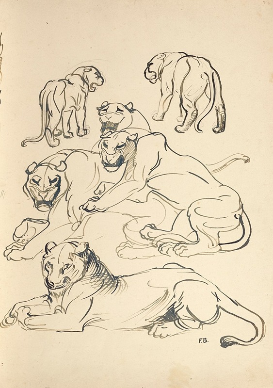 Sechs Pumas by Франц Барвиг Старший, 1914 — digital art print download
