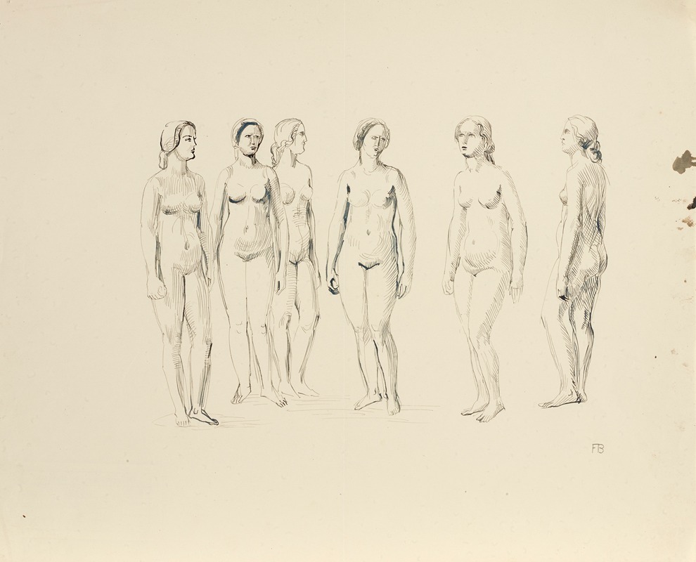 Sechs weibliche Akte by Франц Барвиг Старший, 1930 — digital art print download