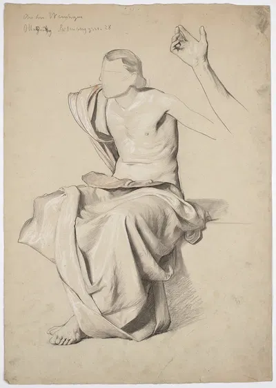 Figurenstudie zum Deckengemälde 'Rezitation' by Franz von Matsch, 1883 — digital art print download