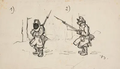Karykatura – dwaj żołnierze austriaccy by Иван Иванец, 1914-1920 — digital art print download