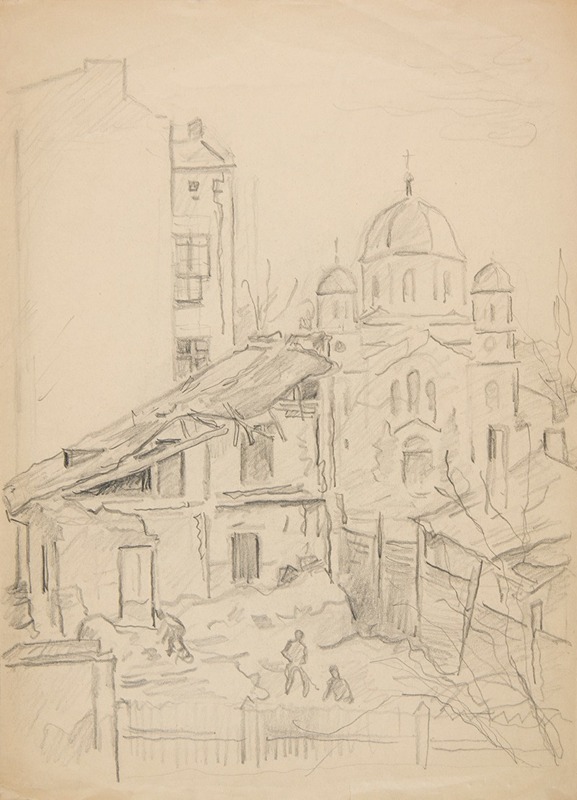 Pejzaż miejski z kościołem — Ivan Ivanec