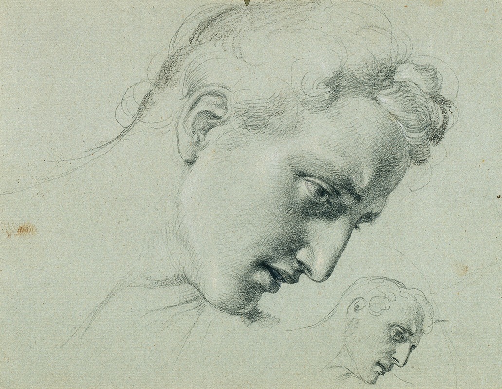 Kopfstudie zu 'Arindal und Daura' by Иоганн Петер Крафт, 1820-1855 — digital art print download