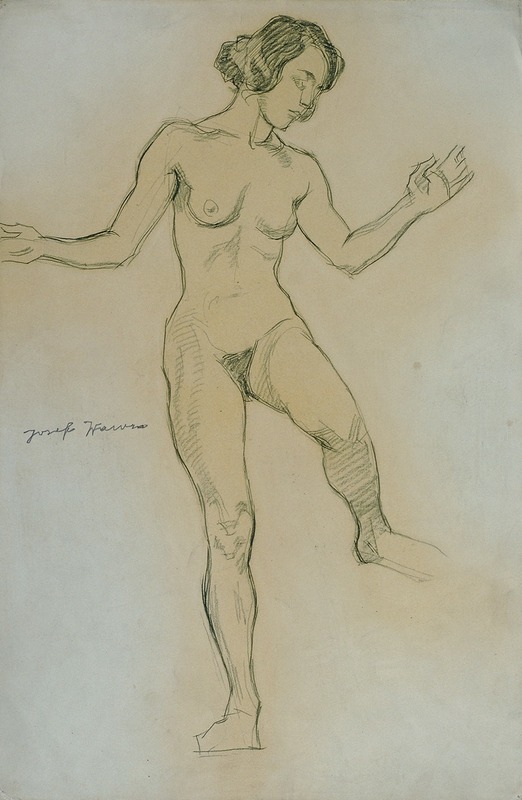 Aktstudie in Tanzpose Vorderansicht by Йозеф Вавра, 1925 — digital art print download