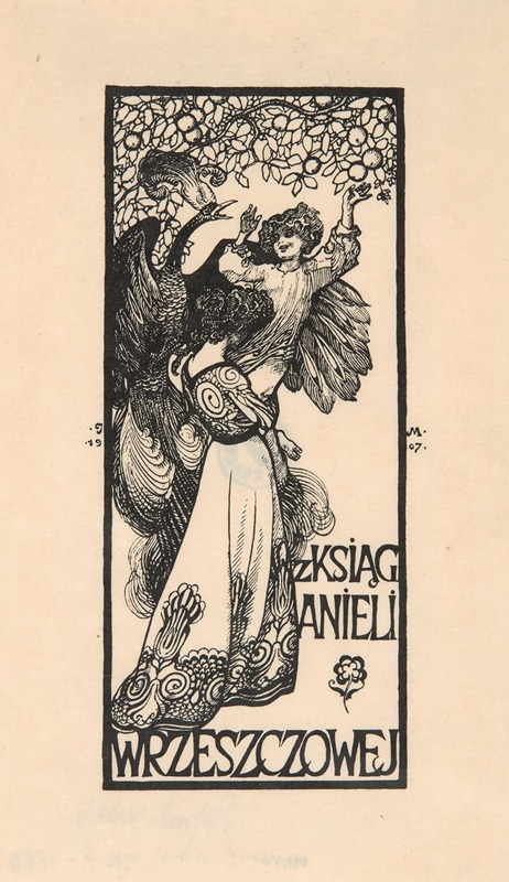 Ekslibris Anieli Wrzeszczowej by Юзеф Мехоффер, 1907 — digital art print download