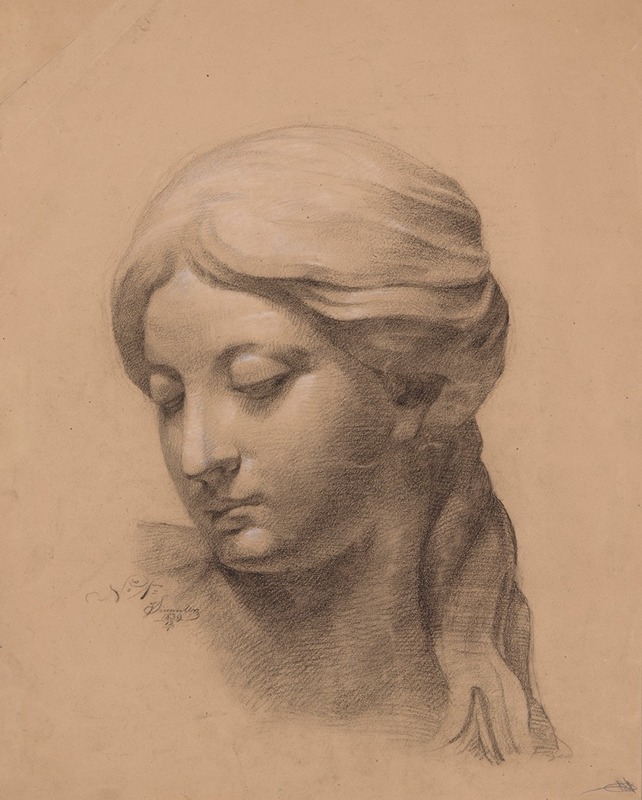 Female head, sculpture study by Юзеф Симмлер, 1839 — digital art print download