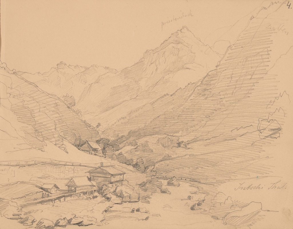 Mountain landscape by Юзеф Симмлер, 1856 — digital art print download