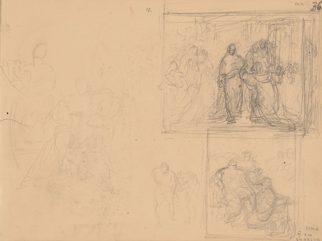 Sketches of figural compositions by Юзеф Симмлер, 1860 — digital art print download