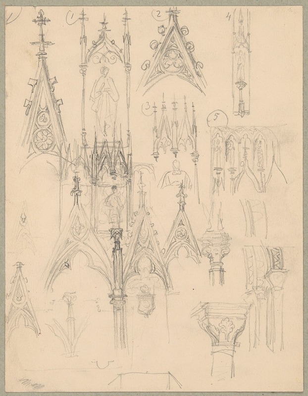 Sketches of Gothic architectural details — Józef Simmler