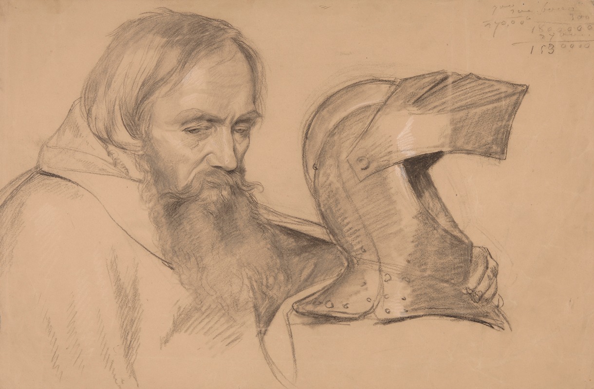 Study of monk bust and visor by Юзеф Симмлер, 1840 — digital art print download