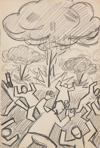 Precz z wojną atomową – szkic do obrazu. by Marian Kopf, 1955 — digital art print download