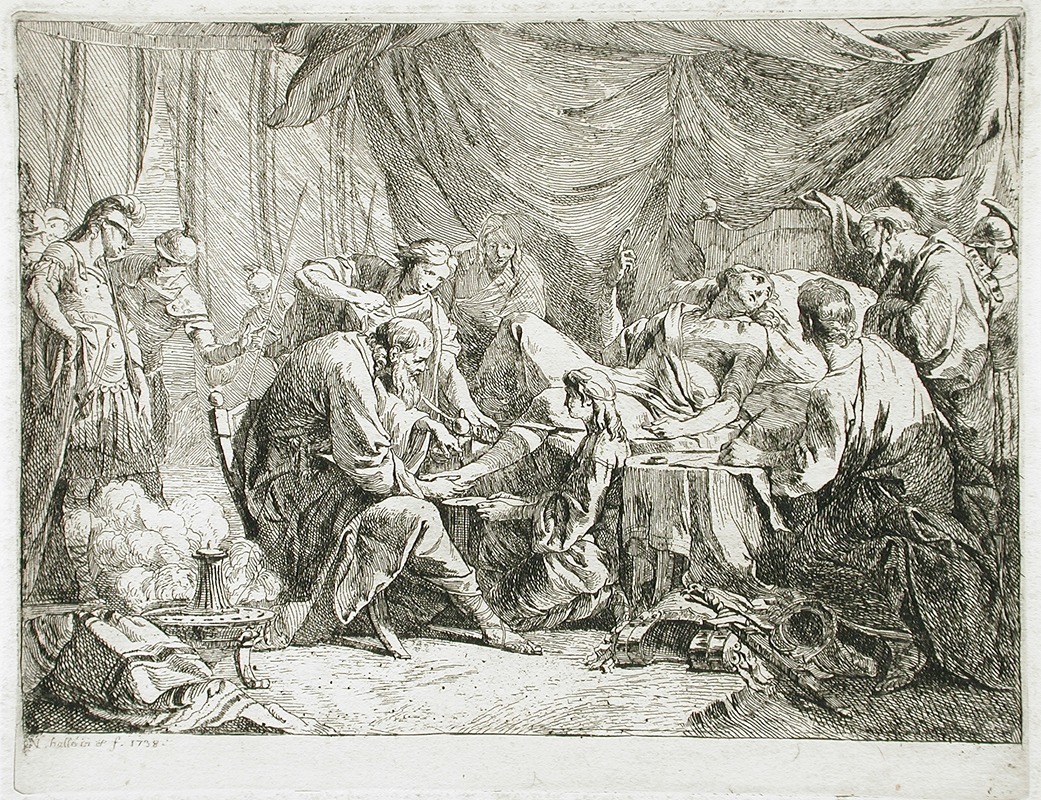 Wounded Antiochus after His Fall Dictating His Will by Нёль Алле, 1738 — digital art print download