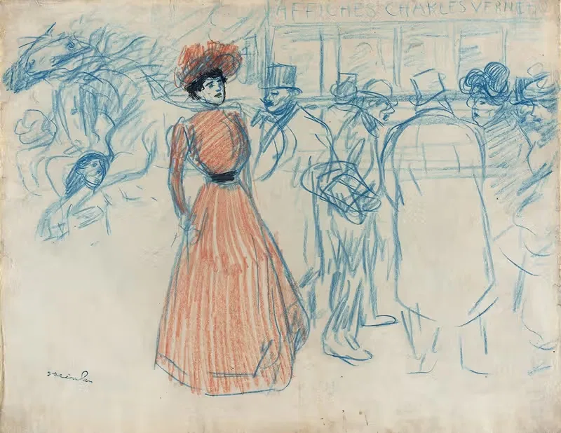 Woman at the Bus Stop — Théophile Alexandre Steinlen