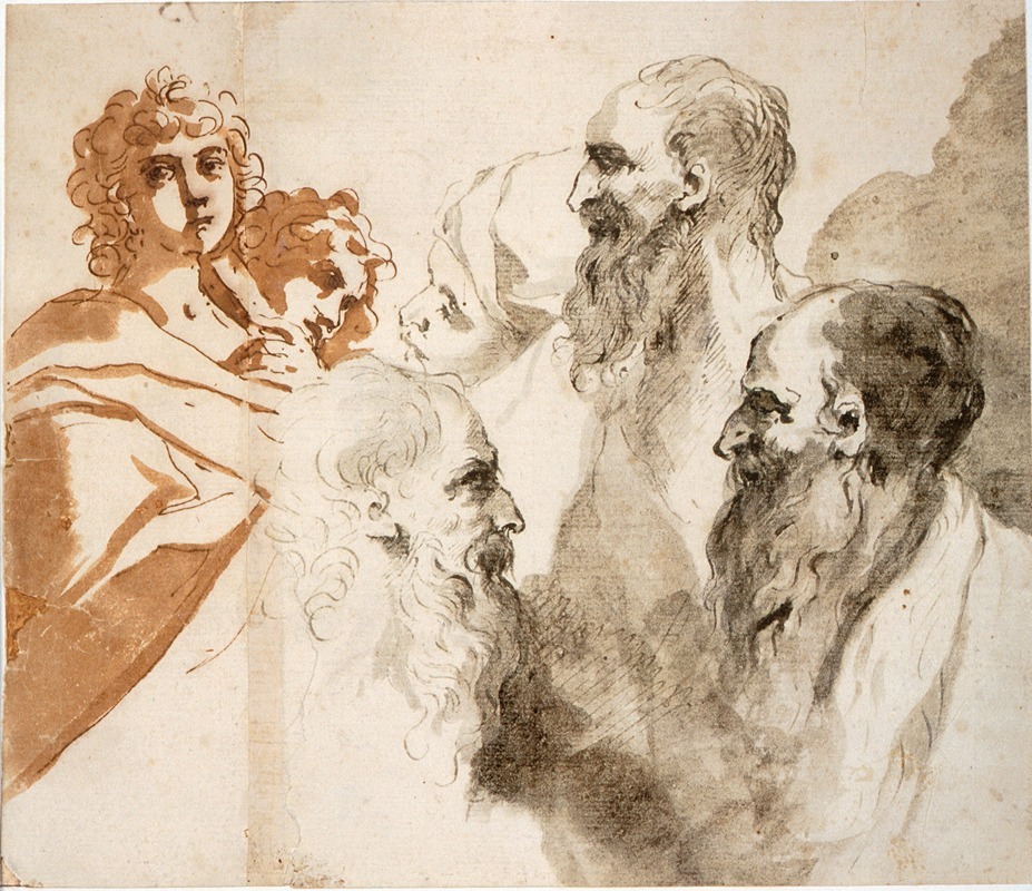 Sheet of Studies; Six Heads — Аноним