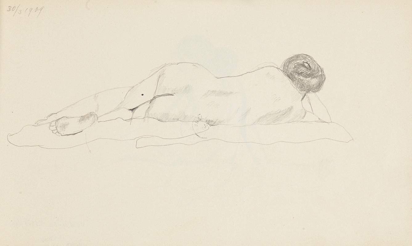 akt leżącej tyłem kobiety — Adolf Sternschuss