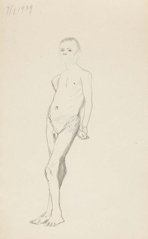 akt stojącego chłopca by Adolf Sternschuss, 1909 — digital art print download
