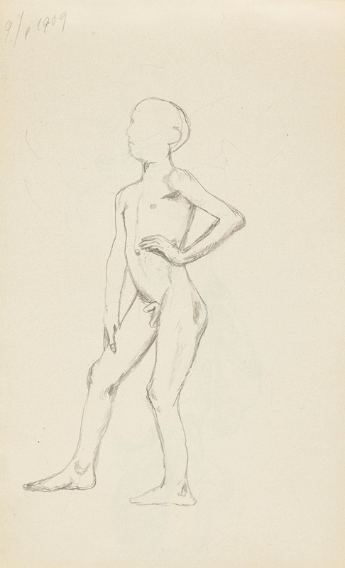 akt stojącego chłopca by Adolf Sternschuss, 1909 — digital art print download