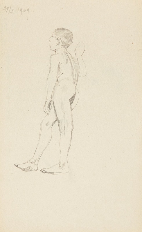 akt stojącego chłopca by Adolf Sternschuss, 1909 — digital art print download