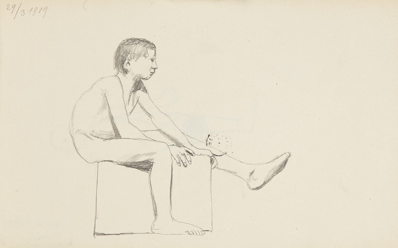 akt siedzącego chłopca — Adolf Sternschuss