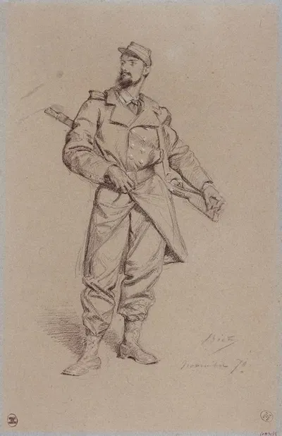 Portrait de G. Clairin, artiste peintre, pendant le siège de Paris. by Александр Бида, 1870 — digital art print download