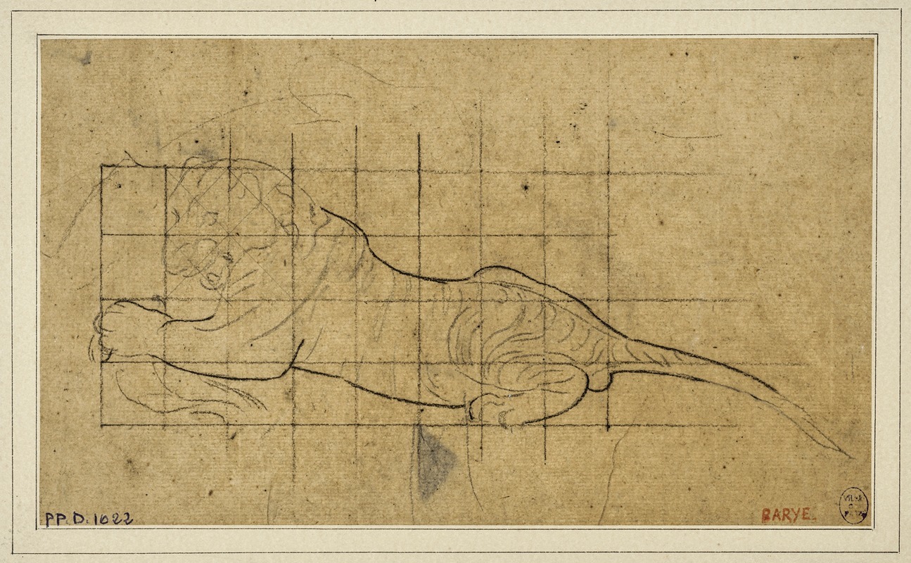 Tigre couché à gauche by Antoine-Louis Barye — digital art print download