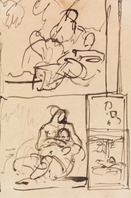 Study for Figures Sitting by Benjamin Robert Haydon — digital art print download