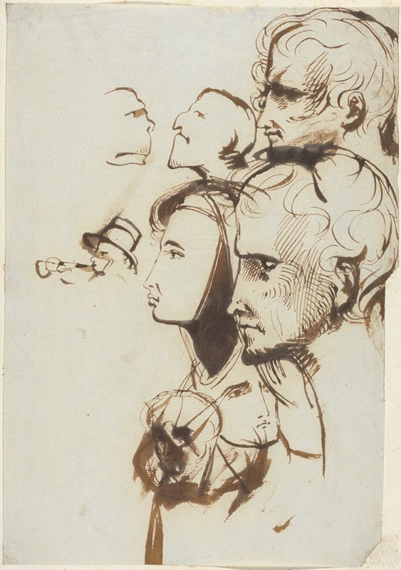 Study of Faces by Benjamin Robert Haydon — digital art print download