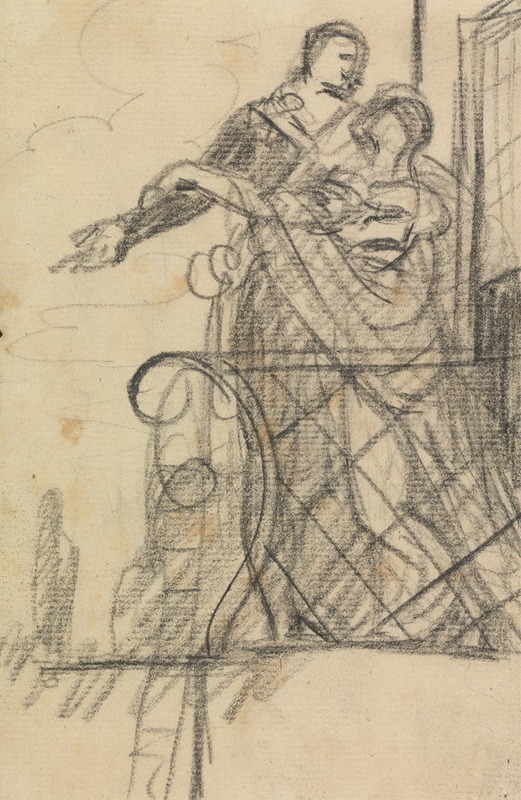 Study of Two Figures on a Balcony by Benjamin Robert Haydon — digital art print download